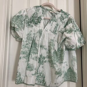 Umgee Women’s Toile Top in Green and White